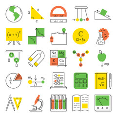 Education icons set in line style