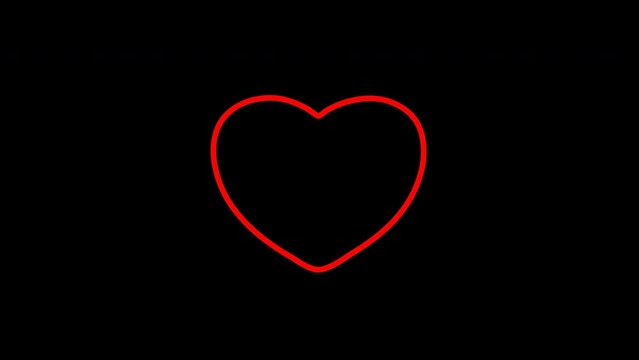animation of the appearance of the outline of the red heart, then the heart appears