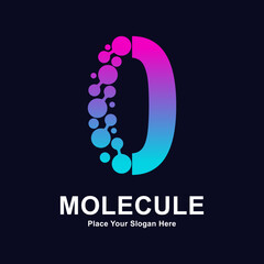 Number 0 molecule dots logo vector design. Suitable for business, initial, Medicine, science, technology, laboratory, electronics