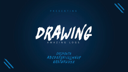 abstract paint digital font style typography design letter numbers vector illustration calligraphy