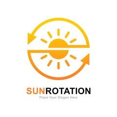 Sun rotation vector logo template. Suitable for rotation day, solar system, art and sun symbol