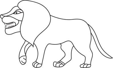 Hand drawn lion line art tattoo coloring page  for kids