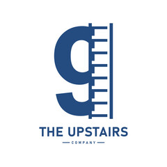 number 9 with ladder vector logo template. Suitable for business, web, corporate, building and art logotype