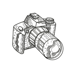 Fototapeta premium DSLR Camera Doodle Art