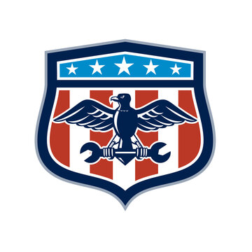 American Eagle Mechanic USA Flag Crest
