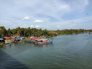 Beautiful backwater scene in Kerala