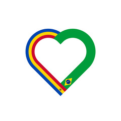 unity concept. heart ribbon icon of moldova and brazil flags. vector illustration isolated on white background