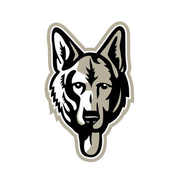 Alsatian Wolf Dog Head Mascot