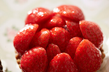 Strawberry tart on plate