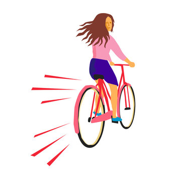 Girl Riding Vintage Bicycle Retro