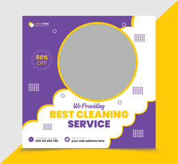 Cleaning service square social media post template