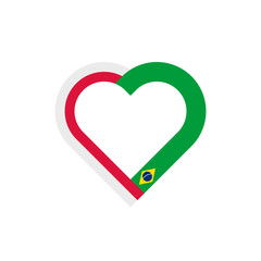 unity concept. heart ribbon icon of poland and brazil flags. vector illustration isolated on white background