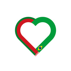 unity concept. heart ribbon icon of belarus and brazil flags. vector illustration isolated on white background