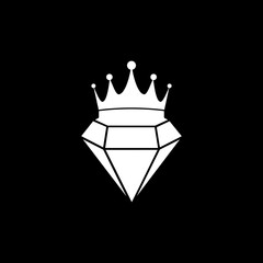 Diamond with crown icon isolated on dark background © sljubisa