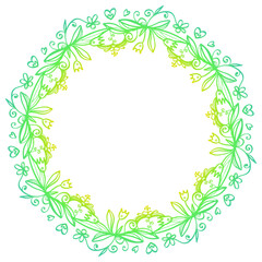Wreath - vector spring decorative flowers in yellow-green colors.