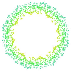 Wreath - vector spring decorative flowers in yellow-green colors.