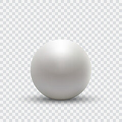 Round pearl with shadow on transparent background.Vector design element