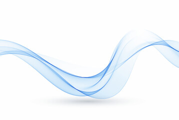 Blue wavy lines, transparent vector abstract wave flow.