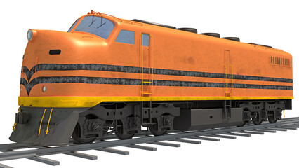 Locomotive train 3D rendering on white background