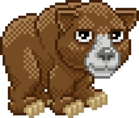 Bear grizzly 8 bit pixel art animal retro arcade video game cartoon character sprite