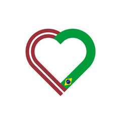 unity concept. heart ribbon icon of latvia and brazil flags. vector illustration isolated on white background - obrazy, fototapety, plakaty