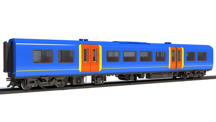 Fototapeta premium Passenger train Car 3D rendering on white background
