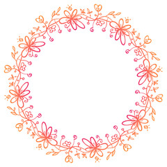 Wreath - vector decorative flowers in orange-red colors.