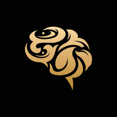 Brain Ornament Luxury Creative Logo, Luxury gold logo design with simple and modern shape of Brain
