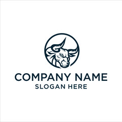 Bull on the circle shape. Bull logo design. vector editable logo.