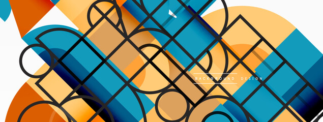 Minimal geometric abstract background. Circle square and triangle design. Trendy techno business template for wallpaper, banner, background or landing © antishock