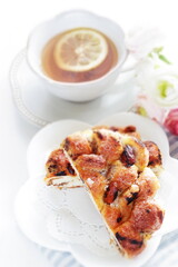Chestnut in bread on dish for breakfast 