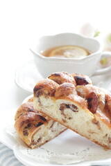 Chestnut in bread on dish for breakfast 