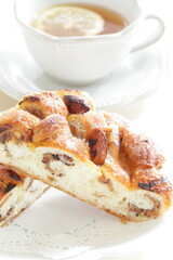 Chestnut in bread on dish for breakfast 