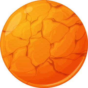 Cartoon Yellow Space Cracked Planet Game UI Icon