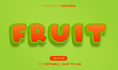 Editable fruit text effect, 3d cartoon text style