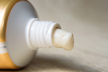 Close up of toothpaste and toothbrush to maintain dental health and hygiene