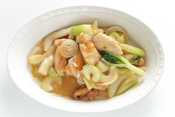 Chinese food, chicken bone and celery stir fried