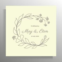 Vintage wedding invitation design. Vector template for card, poster.