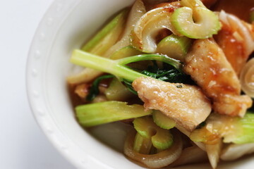 Chinese food, chicken bone and celery stir fried