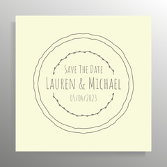 Vintage wedding invitation design. Vector template for card, poster.