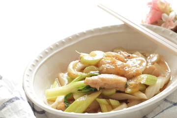 Chinese food, chicken bone and celery stir fried