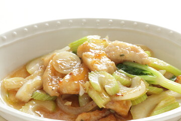 Chinese food, chicken bone and celery stir fried
