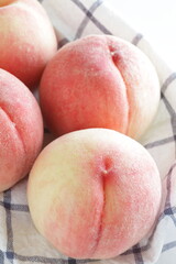 Freshness Japanese peach on linen for Summer fruit image