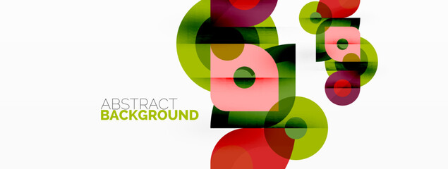 Colorful round shapes, circles and triangles background. Minimal geometric template for wallpaper, banner, presentation