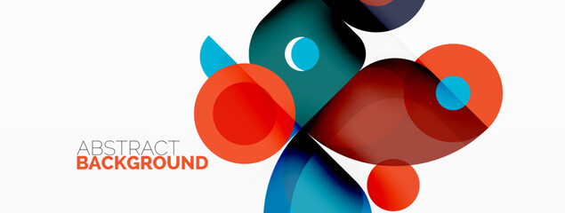Colorful round shapes, circles and triangles background. Minimal geometric template for wallpaper, banner, presentation