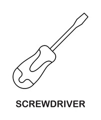 Coloring page with Screwdriver for kids