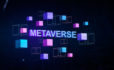 Obraz premium Data blocks in cyberspace, metaverse and virtual reality