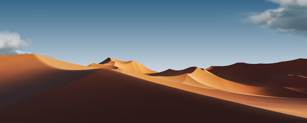 Desert landscape at daylight under blue sky