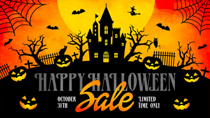Halloween sale vector banner illustration
