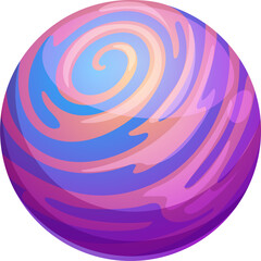Blue space planet with pink nebula GUI vector icon